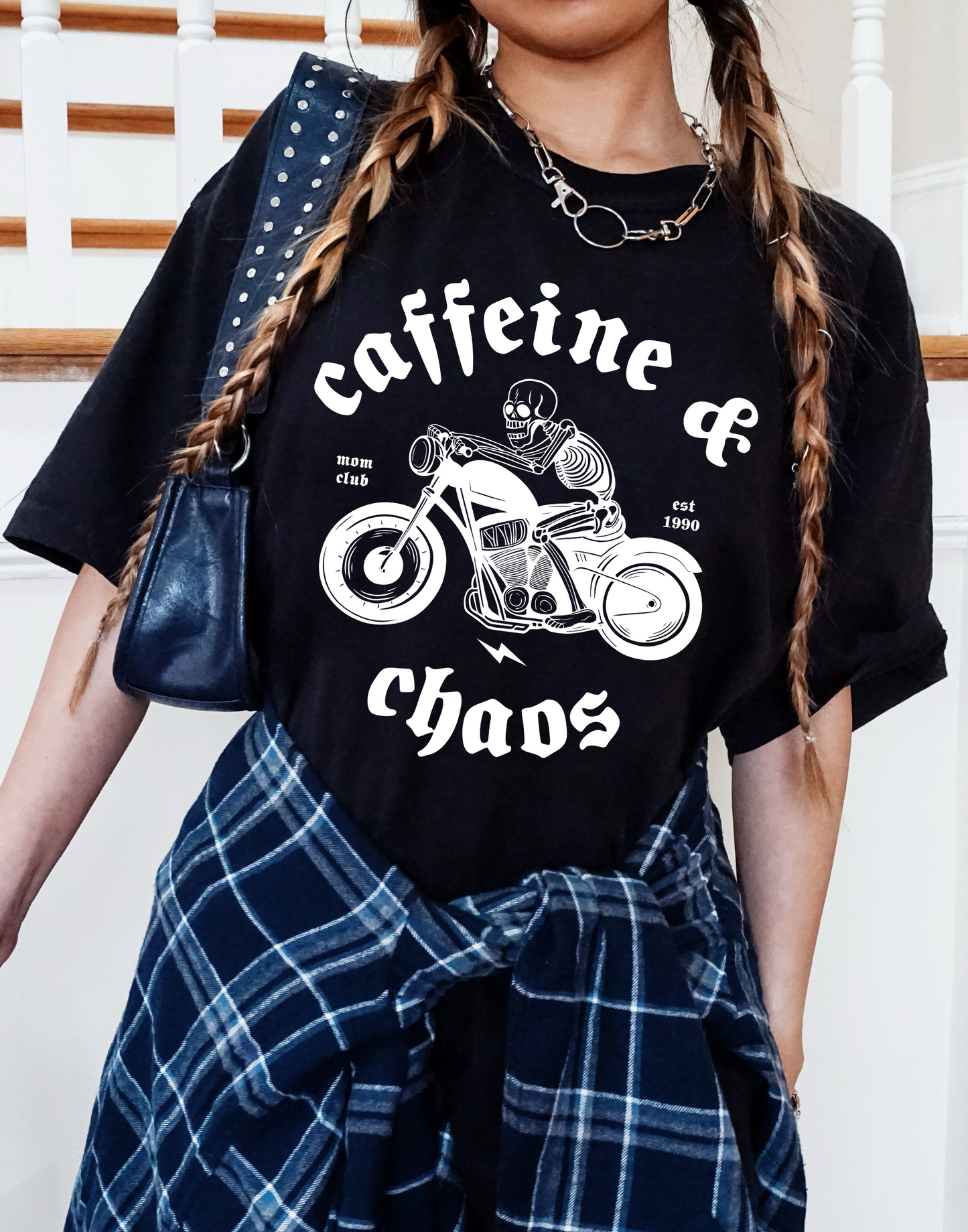 Caffeine & Chaos Moms Club Tee