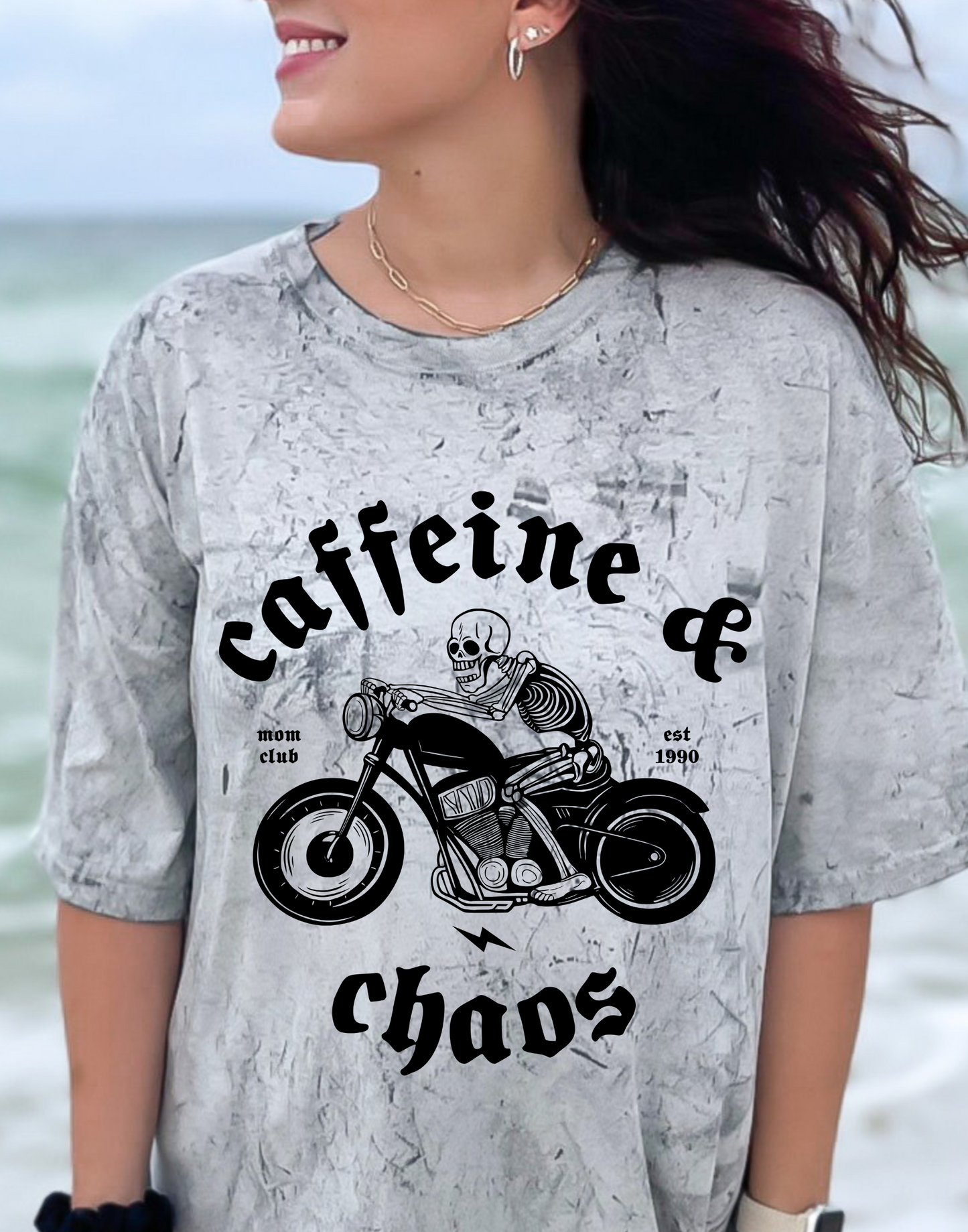 Caffeine & Chaos Moms Club Tee