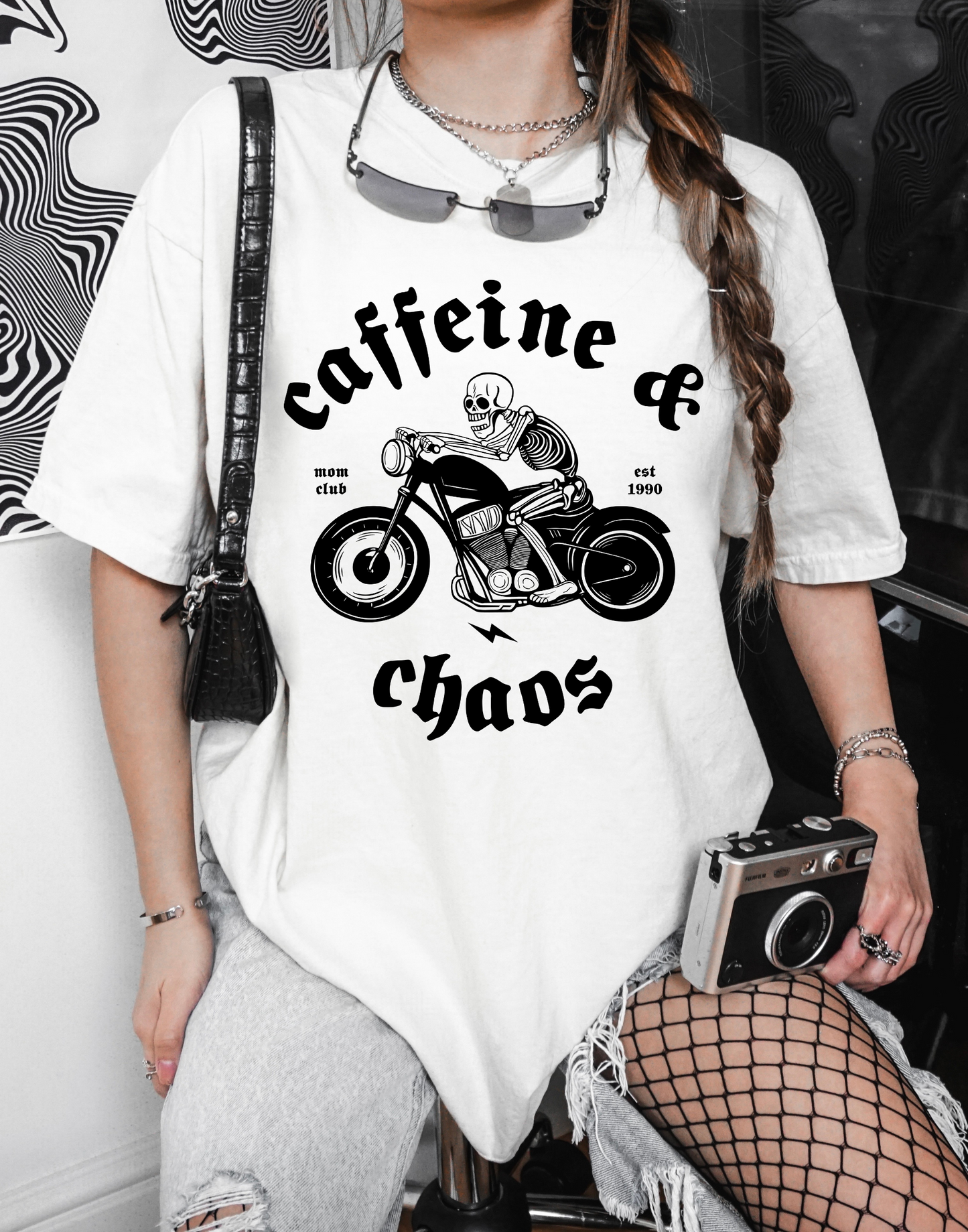 Caffeine & Chaos Moms Club Tee